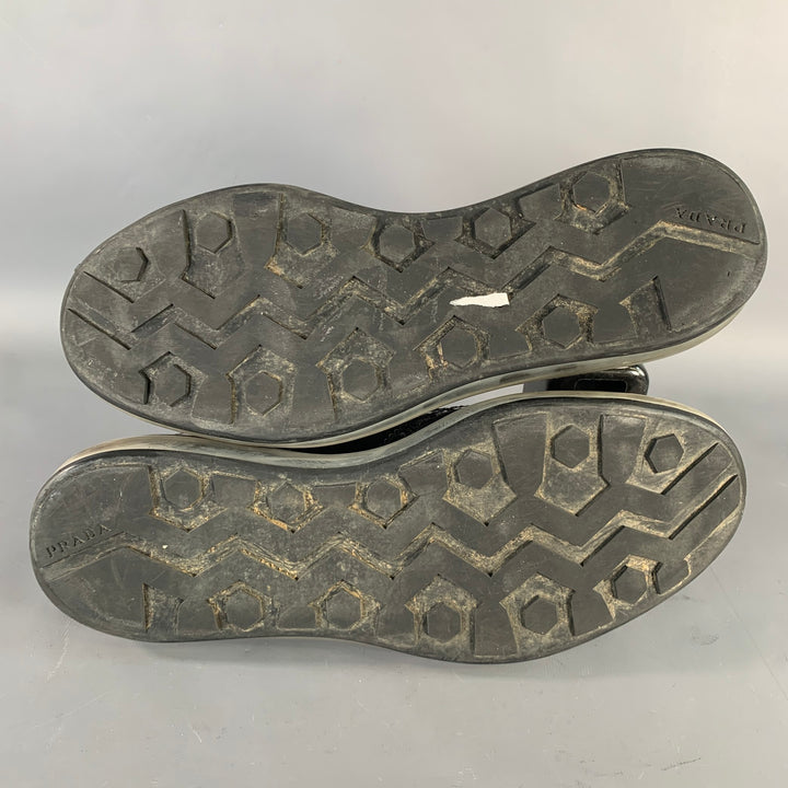 PRADA Size 9 Silver Metallic Perforated Leather Wingtip Lace-Up Shoes