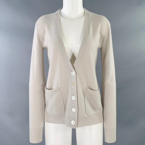 INHABIT Size M Grey Cashmere V-Neck Cardigan