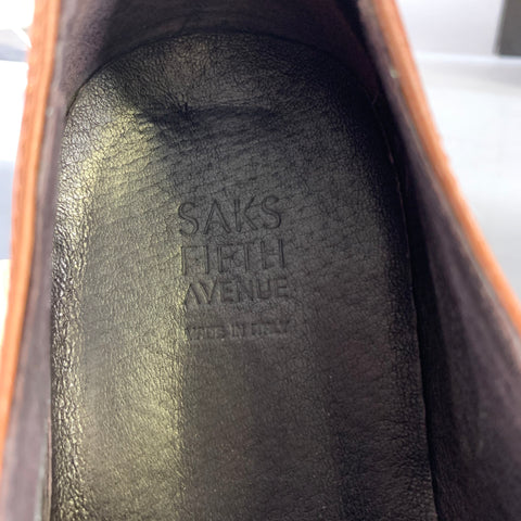SAKS FIFTH AVENUE Size 7 Brown 40778 7 Leather Cap Toe Lace Up Shoes