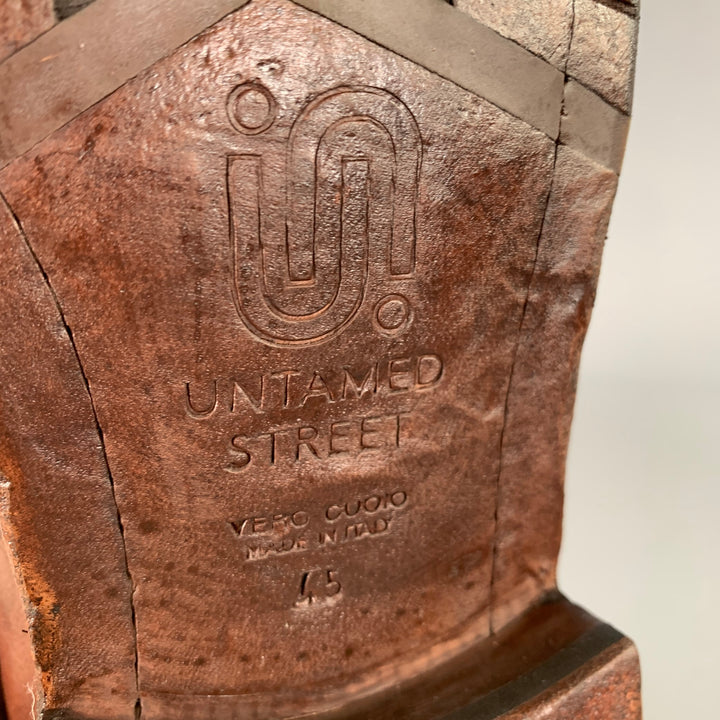 UNTAMED STREET Size 12 Brown Distressed Leather Lace Up Boots