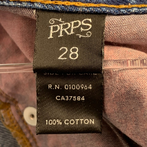 PRPS Size 28 El Camino Blue Cotton Distressed Tapered Jeans