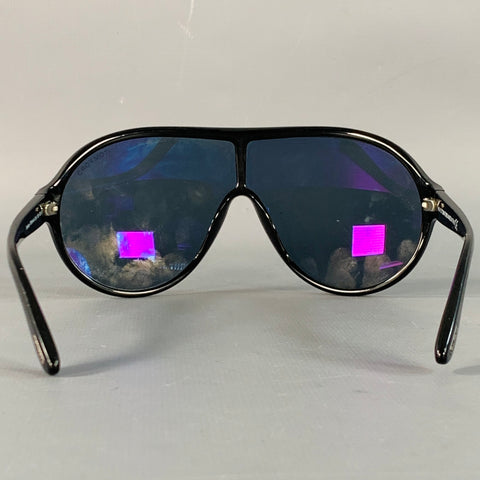 TOM FORD Brenton Black Acetate Pilot Shield Sunglasses