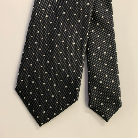 ERMENEGILDO ZEGNA Black Silver Dots Silk Tie