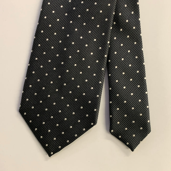 ERMENEGILDO ZEGNA Black Silver Dots Silk Tie