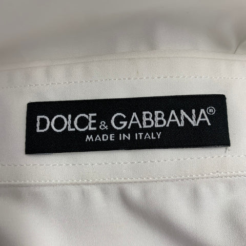 DOLCE & GABBANA Size XS White Black Cotton Blend Lace Trim Sequins Button Up Shirt