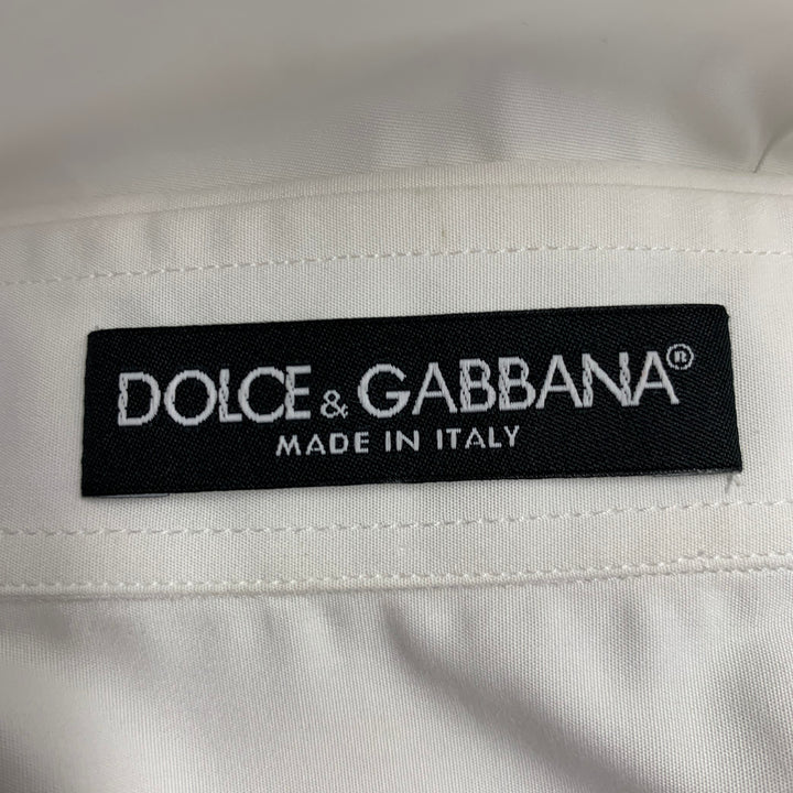 DOLCE & GABBANA Size XS White Black Cotton Blend Lace Trim Sequins Button Up Shirt