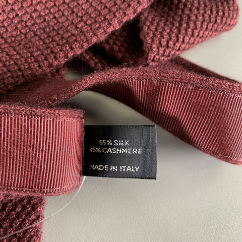 TOM FORD Burgundy Knitted Silk  Cashmere Tie
