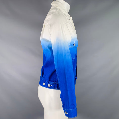 GANRYU Size S Blue White Ombre Cotton Trucker Jacket