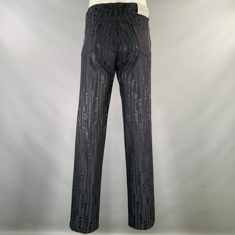 VERSACE CLASSIC Size 38 Black Jacquard Cotton Blend Jean Cut Casual Pants