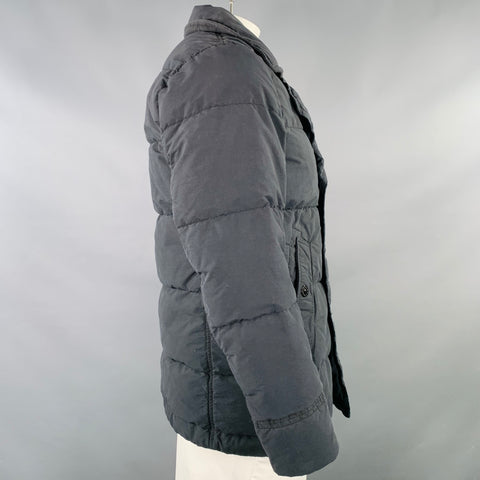 STONE ISLAND Size L Black Cotton Blend Double Breasted Coat