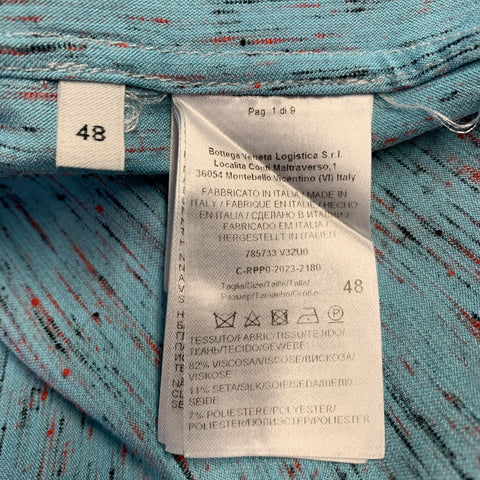 BOTTEGA VENETA 2023 Size M Blue Red Textured Oversized One Pocket Long Sleeve Shirt
