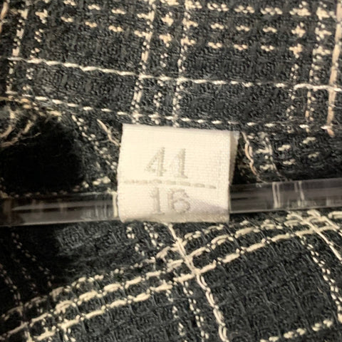 ERMENEGILDO ZEGNA Size L Black White Plaid Cotton Blend Long Sleeve Shirt