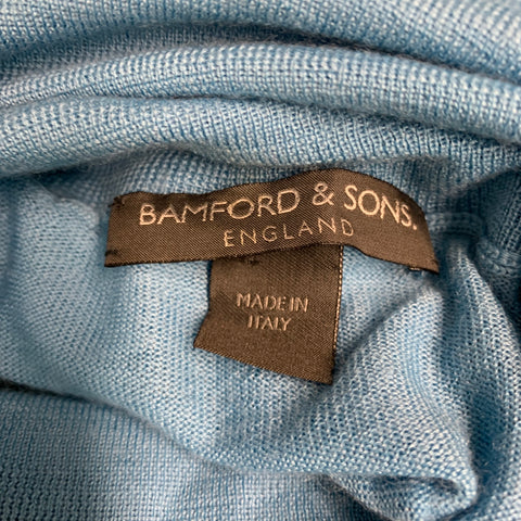 BAMFORD & SONS Size XL Blue Knit Cashmere Turtleneck Pullover