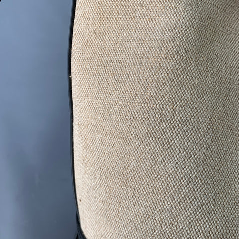 A.P.C. Beige Black Jute Cotton Leather Trim Crossbody Bucket Bag