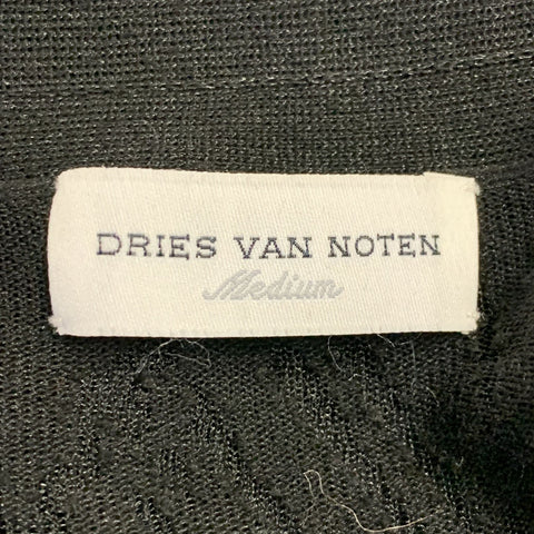 DRIES VAN NOTEN Size M Black Viscose Blend Circles Lace V-Neck Cardigan