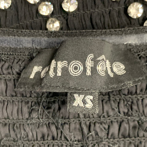 RETROFETE Size XS Black Silver Viscose Crystal Embellishment Strapless Mini Dress