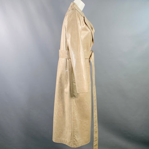 STAND STUDIO Size S Vada Beige Faux Leather Belted Trenchcoat
