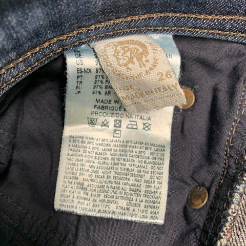 DIESEL Size 26 Tepphar Blue Cotton Blend Tapered Slim Distressed Jeans