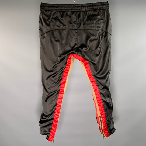 VIE + RICHE Size XL Black Red & Brown Mixed Fabrics Polyester Blend Casual Pants