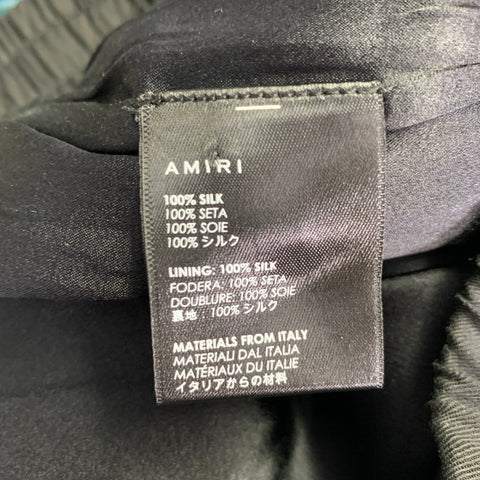 AMIRI Taille S Noir Turquoise Carreaux Soie Smoking Pantalon Décontracté