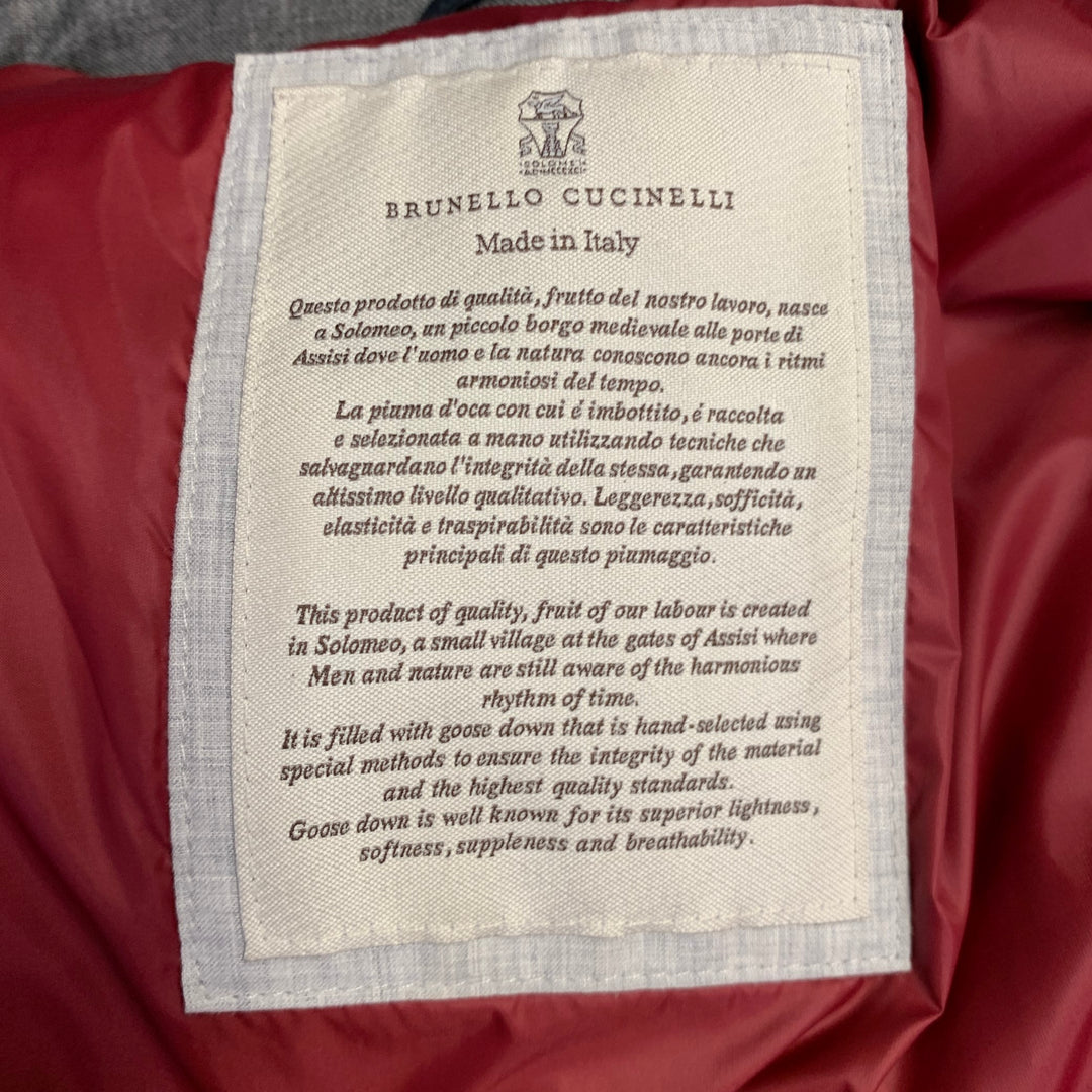 BRUNELLO CUCINELLI Size XL Grey Heather Wool Padded Buttoned Vest