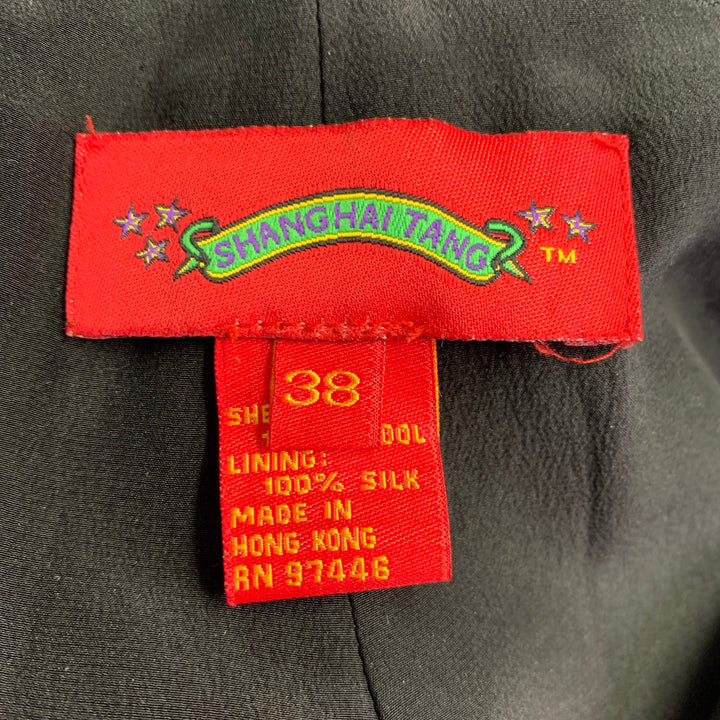 SHANGHAI TANG Size 40 Black Wool Mandarin Collar Suit
