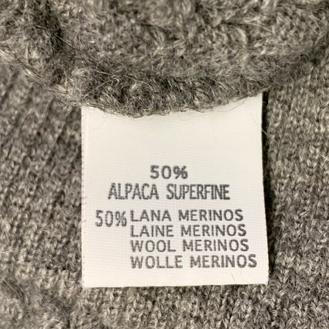 Pull col châle en laine mérinos et alpaga tricoté bulles, taille M, gris, GRP