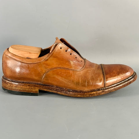 OFFICINE CREATIVE Size 9 Brown Leather Slip On Lace-Up Shoes