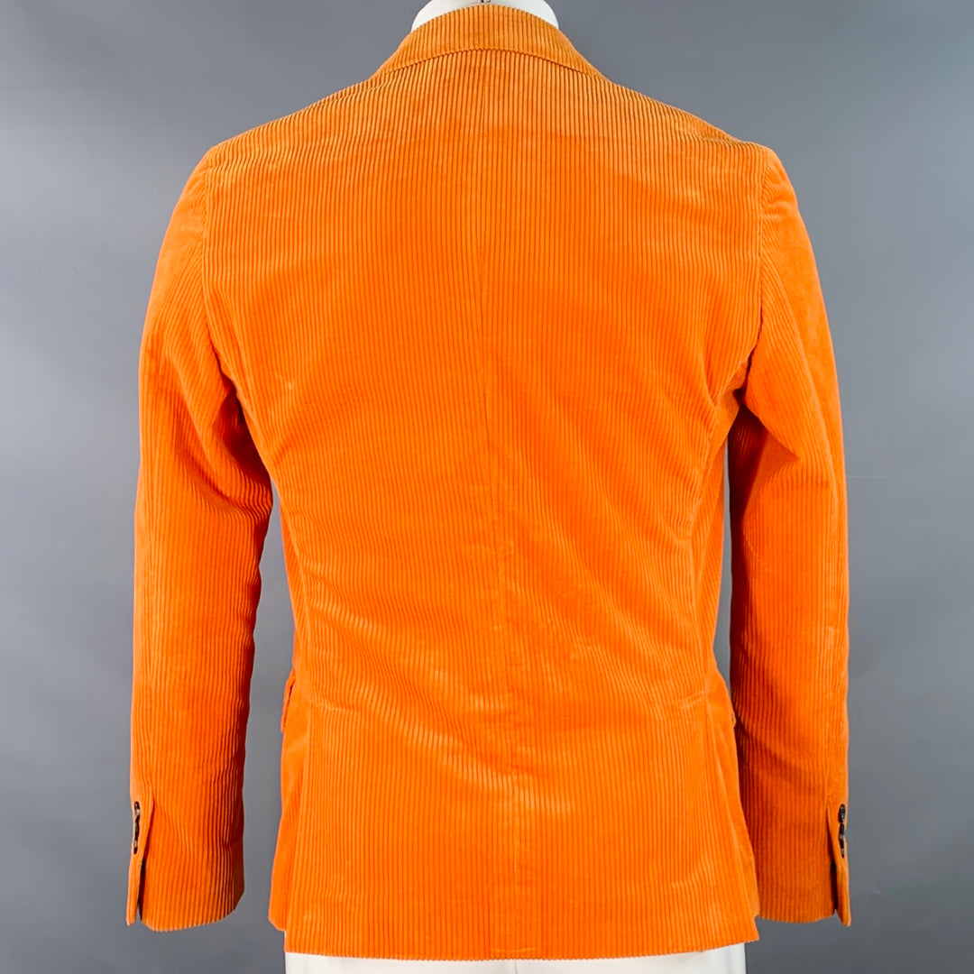 R13 Size 38 Orange Corduroy Cotton Notch Lapel Sport Coat
