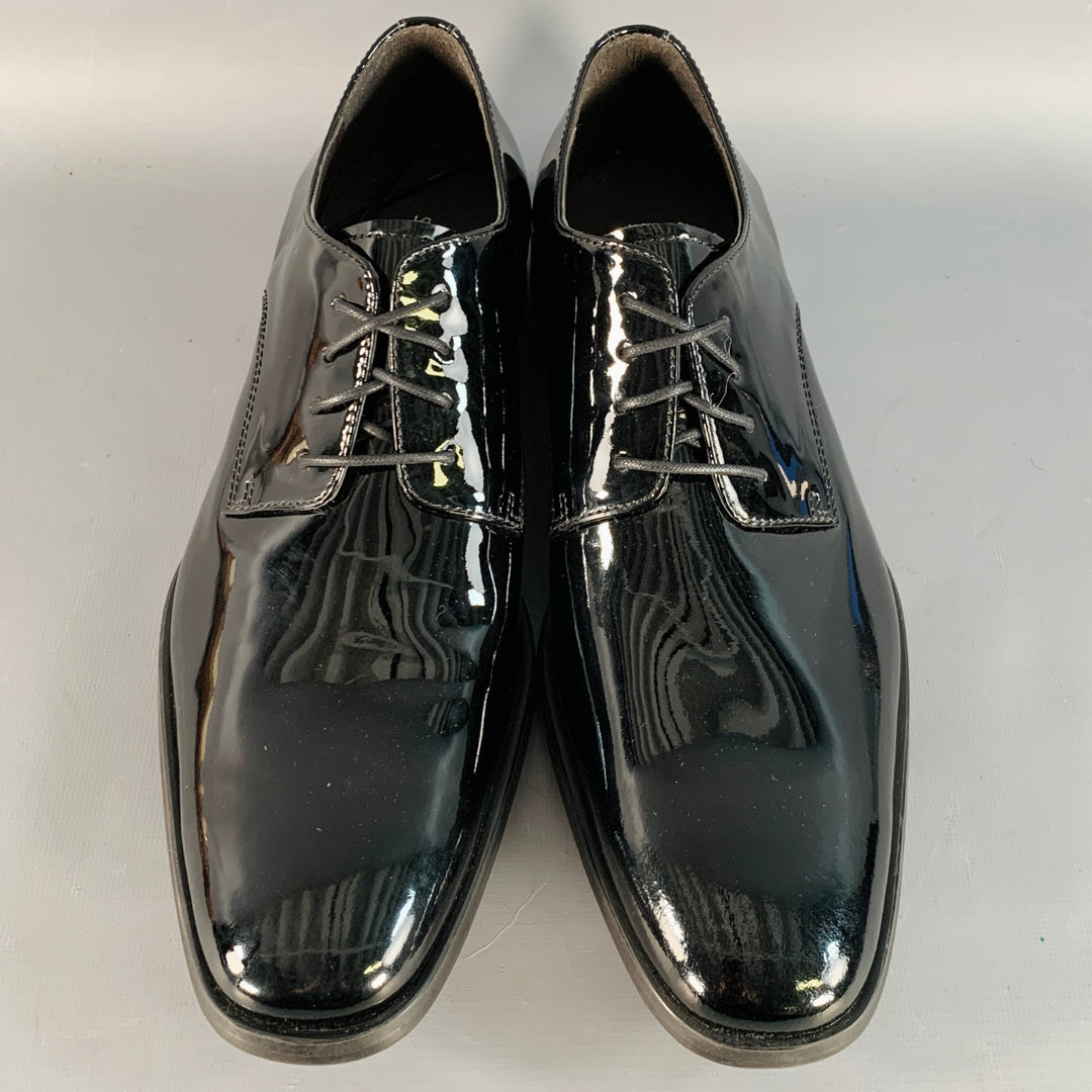 SAKS FIFTH AVENUE Size 8.5 Gibson Black Patent Leather Derby Lace-Up Shoes
