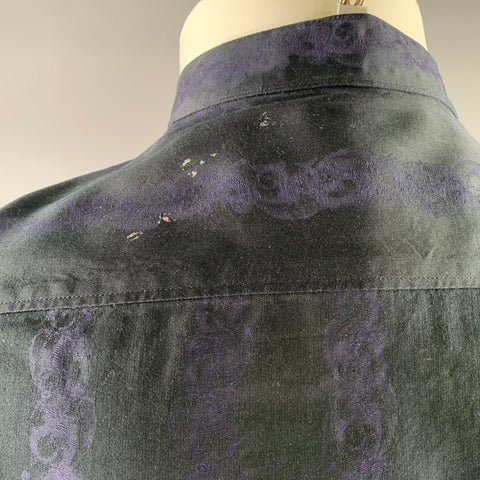 VERSACE COLLECTION Size M Navy Purple Cotton Tuxedo Long Sleeve Shirt