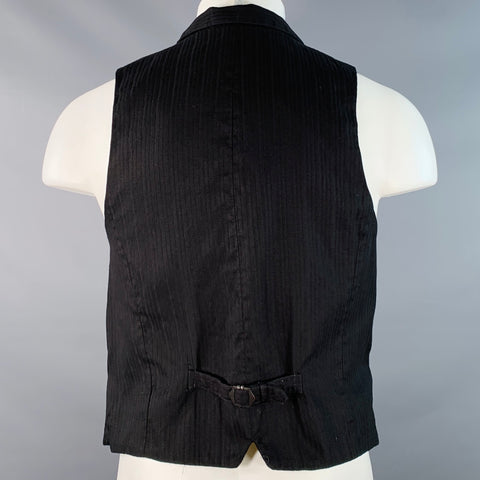 KEANAN DUFFTY Size S Black Cotton Stripe Buttoned Vest