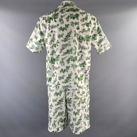 DIOR HOMME Size L White Green Leaves Short Sleeve Tracksuits & Sets