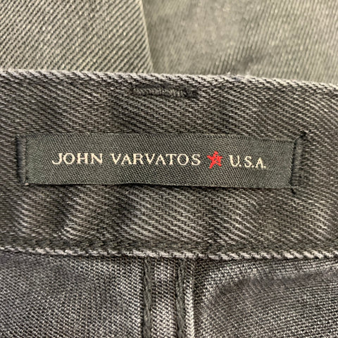 JOHN VARVATOS * U.S.A. Size 30 Grey Charcoal Distressed Twill Cotton Blend Jeans