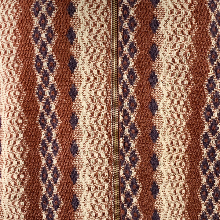 DRIES VAN NOTEN Size L Beige Orange Geometric Wool Zip Up Sweater