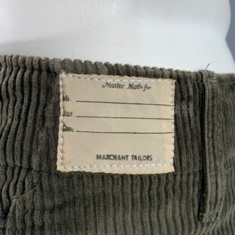 KAPITAL Size XL Olive Green Corduroy Cotton Button Fly Dress Pants