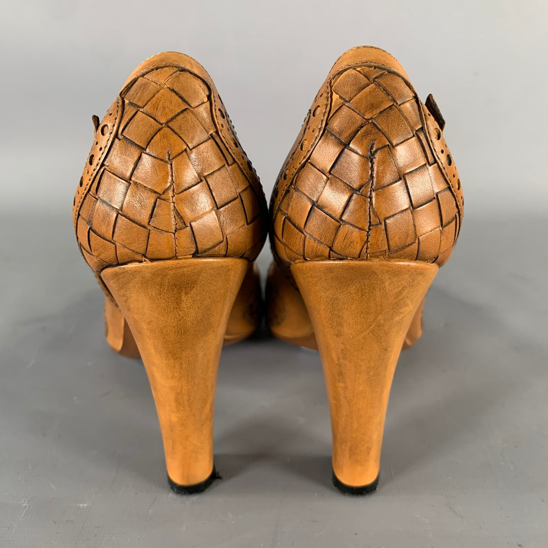 BOTTEGA VENETA Size 6.5 Brown Leather Fringe Pumps