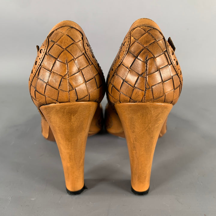 BOTTEGA VENETA Size 6.5 Brown Leather Fringe Pumps