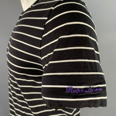 RALPH LAUREN Size M Navy White Stripe Cotton Crew-Neck T-shirt