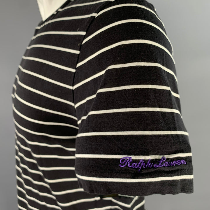 RALPH LAUREN Size M Navy White Stripe Cotton Crew-Neck T-shirt
