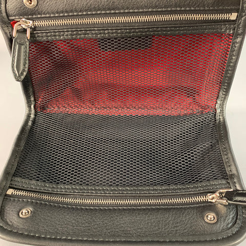 SALVATORE FERRAGAMO One Size Navy Embossed Gancini Logo Calf Leather Toiletry Bag