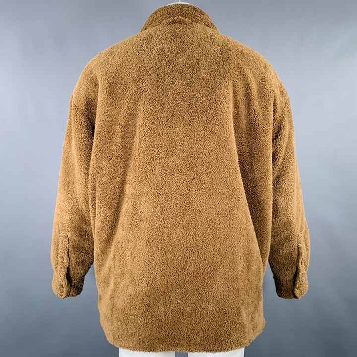 ACNE STUDIOS Size S Brown Textured Polyester Faux Fur Shirt Jacket