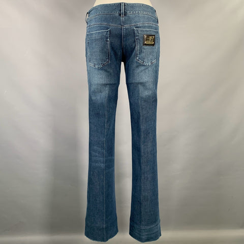 DOLCE & GABBANA Size 6 Blue Cotton Blend Bell Bottom Jeans