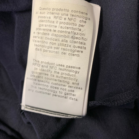 VALENTINO Size XL Navy White Logo Cotton Crew Neck T Shirt