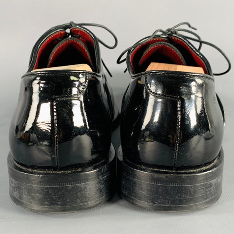 HUGO BOSS Size 8.5 Black Patent Leather Tuxedo Formal Lace-Up Shoes