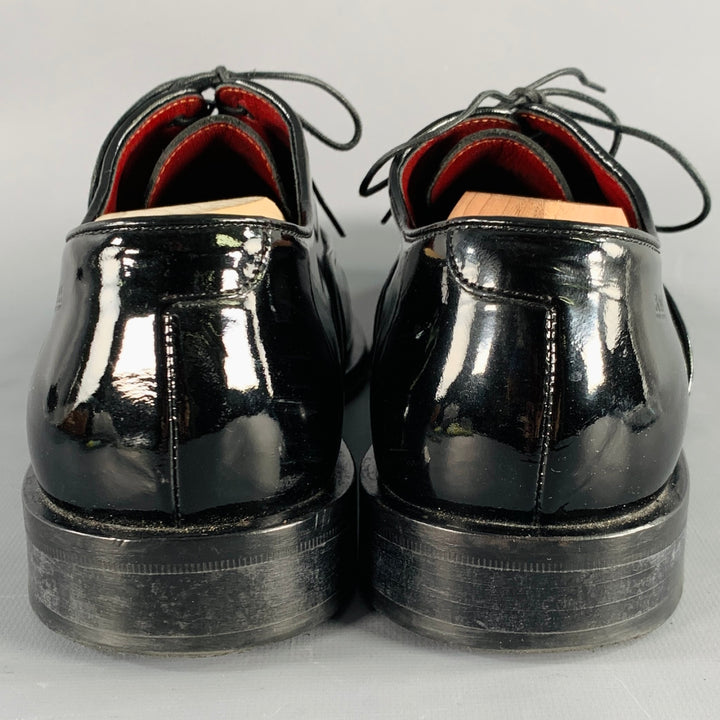 HUGO BOSS Size 8.5 Black Patent Leather Tuxedo Formal Lace-Up Shoes