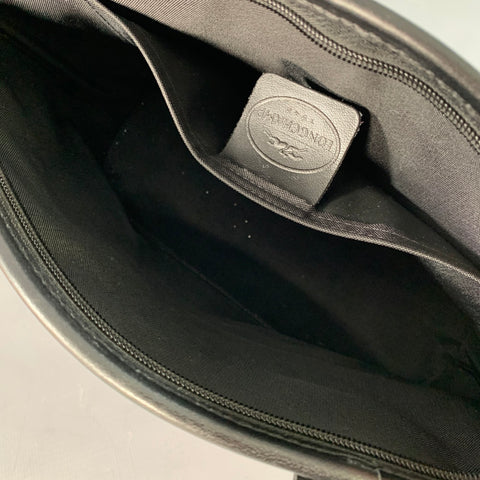 LONGCHAMP Black Canvas Faux Leather Shoulder Handbag