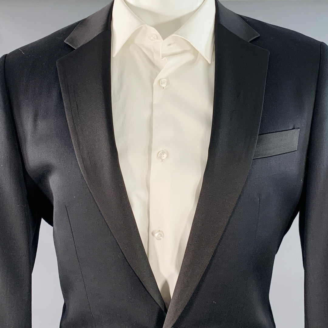 INDOCHINO Size M Black Wool Notch Lapel Tuxedo