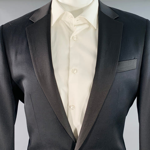 INDOCHINO Size M Black Wool Notch Lapel Tuxedo