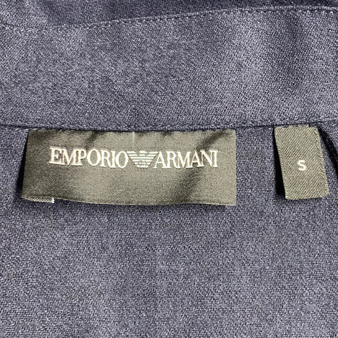 Chemise à manches longues EMPORIO ARMANI en laine mélangée bleu marine, taille S